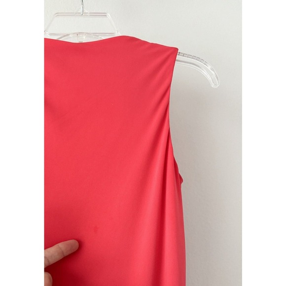 Halston Heritage stretch Dress Cowl Neck Ruched Golden Detail - Picture 3 of 14